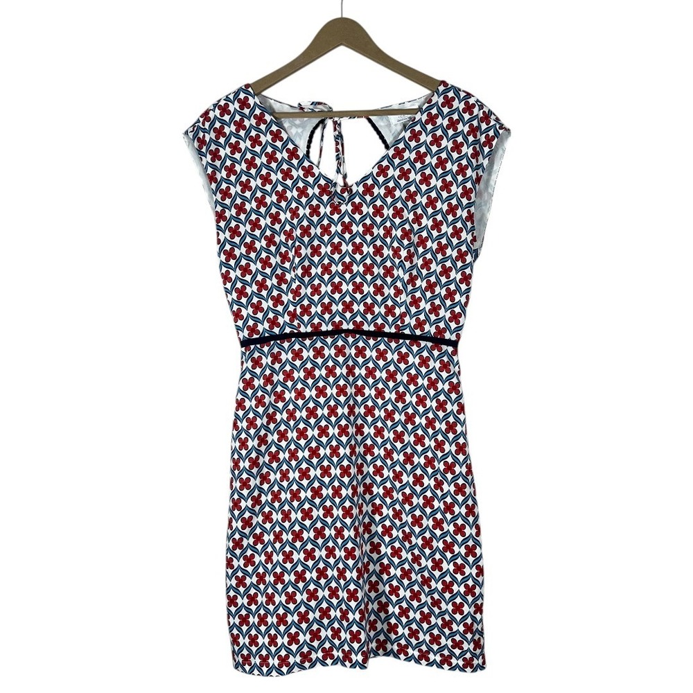 Emerson Kate Boutique Geometric Floral Cutout Back Mini Dress Red Blue Size L